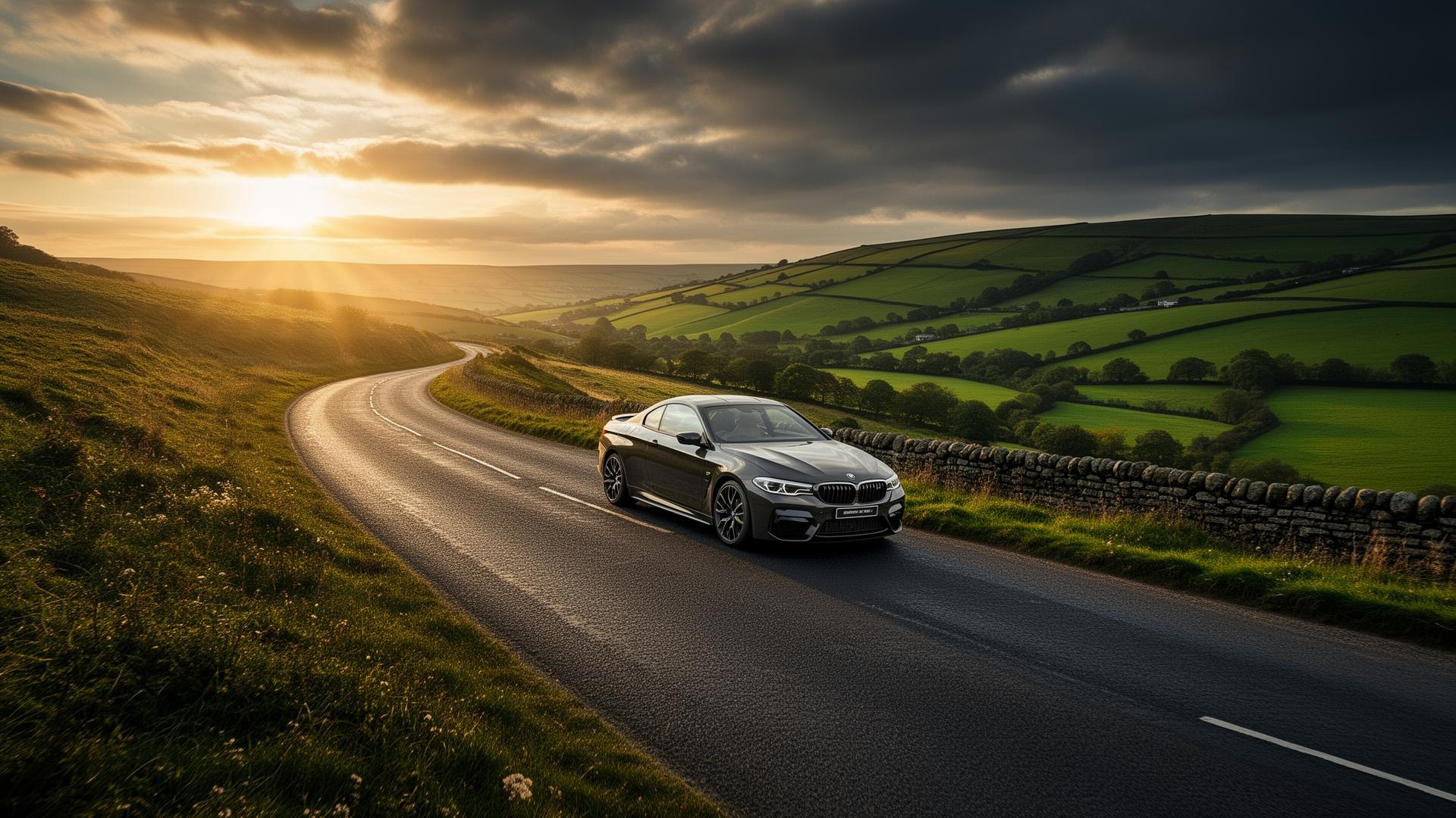 Scenic Lancashire road at golden hour
